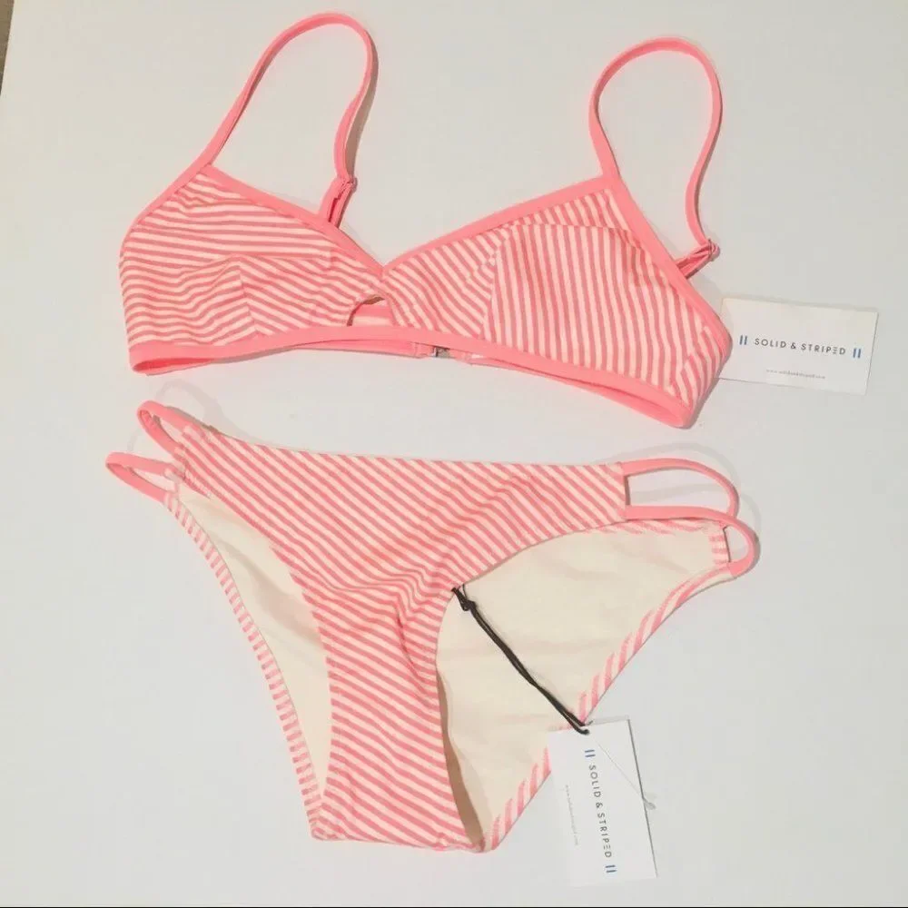 Solid & Striped Thea 2 piece Bikini Pink Stripe M